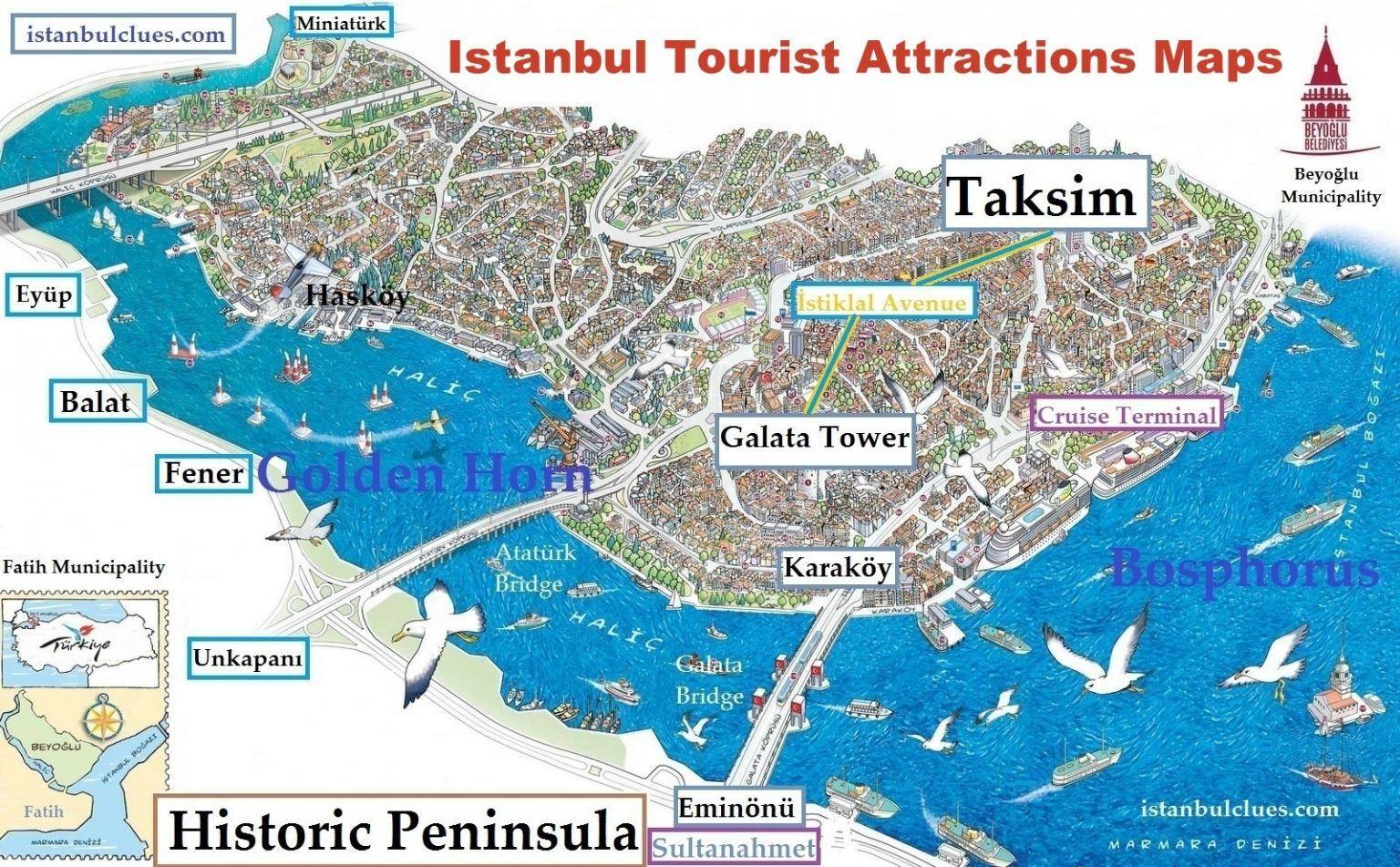 places to visit in istanbul on map