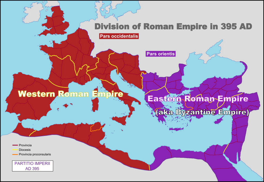 Eastern and Western Roman Empire Map